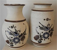 Lot #3529 - (2) Mexican sand pottery vases 12"
