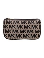 Michael Kors Brown Logo Canvas Clutch