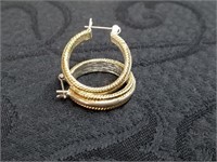 Gold and silver toned hoop earings