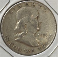 Silver 1951 walking liberty half dollar