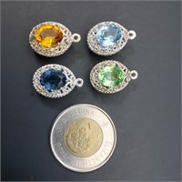 4 pendentifs pierres & argent 925