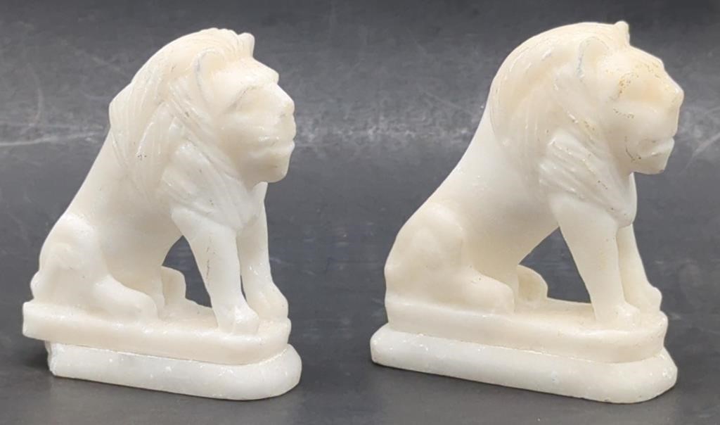 (P) Lion Statues. Stone Carved  3 inch   1 has