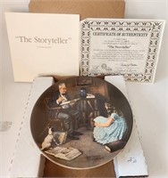 "The Story Teller" Plate Norman Rockwell COA Box
