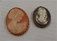 Genuine shell cameo set in sterling silver and