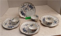 Vintage blue flower w/ gold trim China luncheon