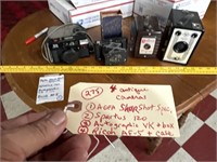 4 antique cameras Agfa Spartus Ricoh VK