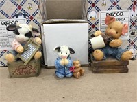 3-Vintage Mary's Moo Moo Figurines