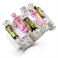 Exquisite Multi-gemstone Bars Cocktail Ring