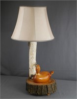 Vintage Duck Decoy Carved Table Lamp