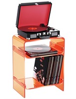 Acrylic Record Player Table with Storage Shelf, Cl