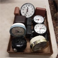 Entire box of assorted small clocks