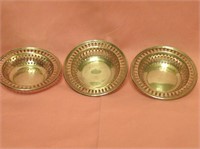 3 Sterling Silver Round Nut Dishes