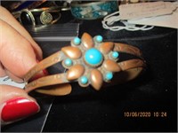 Bell Copper Cuff Braceletw/Turquoise