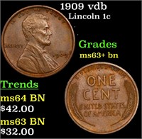 1909 vdb Lincoln 1c Grades Select+ Unc BN