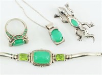 Group of Chrysoprase & Peridot Jewelry