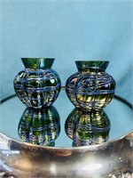 Pallmé-Koenig Veined Green Matching Vases (2)