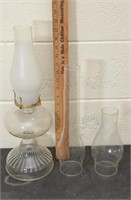 OIL LAMP WITH REPLACEMENT CHIMNEYS