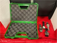 Pistol case with four watches