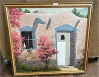 OIL POAINTING ADOBE HOUSE BEUTIFULLY FRAMED