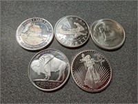 5, 1oz .999 silver rounds