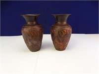 Pair of (2) Dark Copper-Colored Vases
