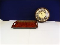 (1) Faux Antique Serving Tray & (1) Wall Clock