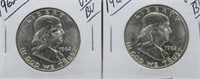 (2) 1962-D UNC/BU Franklin Half Dollars.