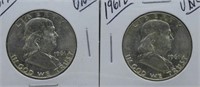 (2) 1961-D UNC Franklin Half Dollars.