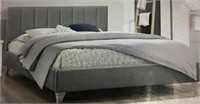 Accor Queen Bed Grey Fabric w/Chrome Legs