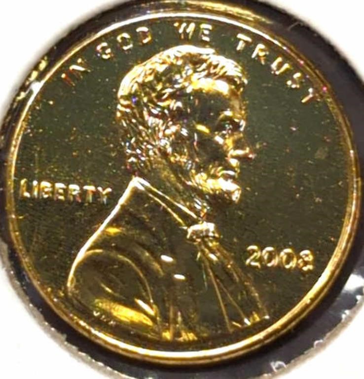 24k gold-plated 2008 Lincoln penny