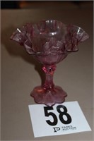 Fenton Cranberry Glass Compote 6.5"