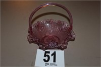 Fenton Cranberry Glass Basket 7"