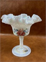 Vintage Hand Painted Fenton Ruffle Glass