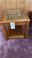 End table with glass top, 20 inches tall, 21 x 26