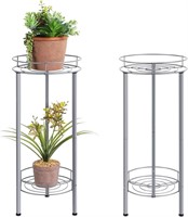 2pk Silver Metal Plant Stands