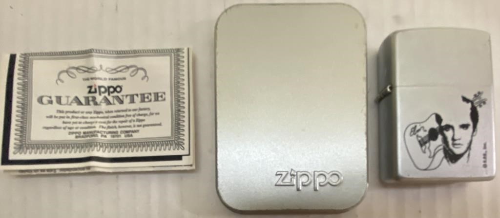 2000 ZIPPO ELVIS LIGHTER IN METAL CASE
