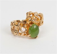 Jewelry 10kt Yellow Gold Vintage Jade Ring