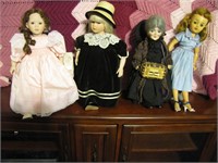 Lot of 4 Vintage Dolls with Stands