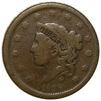 1838 Coronet Head Large Cent NICELY CIRCULATED