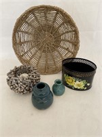 Large Basket, Tole Planter, Vases, Candle