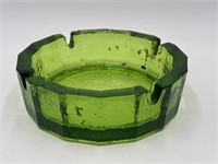 Vintage Blenko Green Pebbled Glass Ashtray 6"