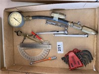 measuring tools and Allen wrenches