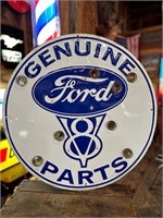 23” Round Metal Neon Ford Parts Sign