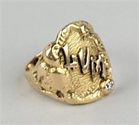 14K Gold & Diamond Initial Ring.