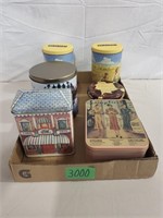 6 –Mostly Vintage, Empty Advertising Tins