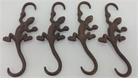 4 cast iron gecko double hooks 8"