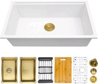 YAQUN, 30" Undermount Kitchen Sink, Deep Workstati