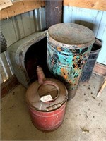 GAS CAN / GALVANIZED WASH TUB / METAL CAN