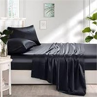 Lanest House Blk Full Satin Sheet Set A3