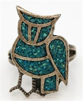 Turquoise Owl Designer Ring